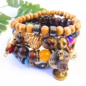 Focus On The Good/Love Stack Bohemian Bracelets